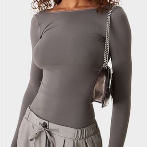 FREE PEOPLE Low Back Womens Seamless Long Sleeve Top